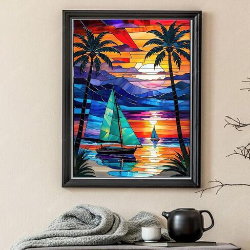 Auremi 5D Tree Diamond Painting Kits, Landscape Diamond Art Painting Kits for Adults DIY Full Drill Diamond Dots Crystal Craft Kits for Home Wall Decor Gifts 11.8x15.7 inch in Saudi Arabia