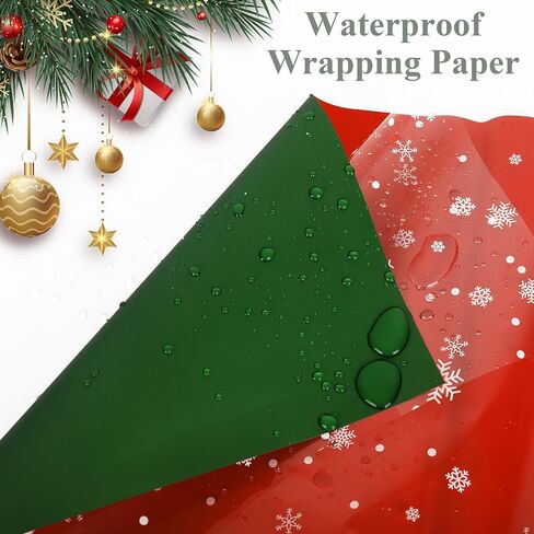 Whaline 40Pcs Christmas Flower Wrapping Papers Double Color Red Green Floral Packaging Papers with Snowflakes Cellophane Florist Bouquet Wrapping Papers, 23 x 23 Inch in Kuwait