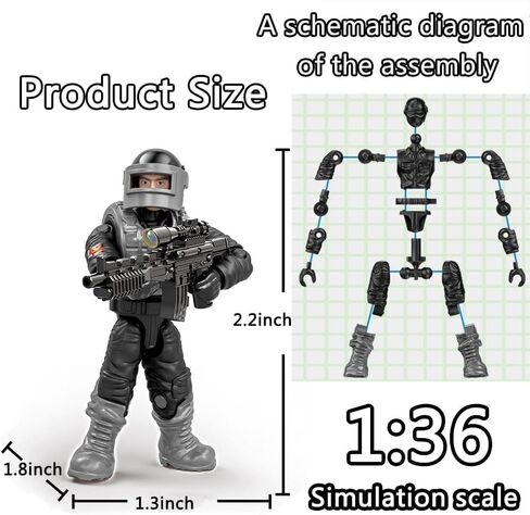 8 PCS Building Block City Plicman Action FIGURES MINI مع إكسسوارات متعددة الأسلحة العسكرية SWAT Model Agembly Building Toys Party Party Gift for Boys in Saudi Arabia