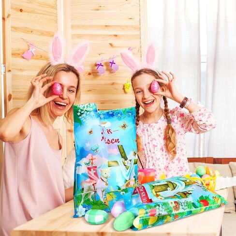 Trandraft 200 pcs أكياس عيد الفصح البلاستيكية مع مقابض 12 × 15 بوصة ، فهو مصاعد للأكياس الجيدة لأكياس هدايا عيد الفصح الدينية البلاستيكية ، فهو يعالج أكياسًا لصالح حفلات عيد الفصح لصالح اللوازم in Kuwait