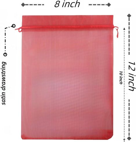 QIANHAILIZZ 8 x 12 Inch 100 pcs Drawstring Bags Organza Fabric Jewelry Gift Pouch Candy Pouch Wedding favors B231 (red) in Kuwait