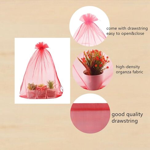 QIANHAILIZZ 8 x 12 Inch 100 pcs Drawstring Bags Organza Fabric Jewelry Gift Pouch Candy Pouch Wedding favors B231 (red) in Kuwait
