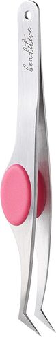 Beaditive High Precision Angled Tip Tweezers with Cushion Grip - 4.7" Craft Tweezers for Sewing, Beading & DIY Crafts - Non-Serrated Jewelry Tweezers with Fine Angled Tips - Stainless Steel (Fuchsia) in Saudi Arabia