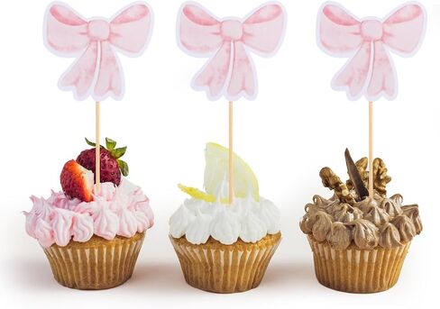 32 PCS القوس الكب كيك أعلى القبعات ، القوس الوردي أعلى الكعكة ، القوس ، TIE CUP اختيارات ، ديكورات كعكة القوس الورقية لحفل عيد ميلاد العزوبية حفلة استحمام الطفل الذكرى السنوية in Kuwait