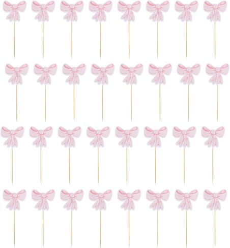 32 PCS القوس الكب كيك أعلى القبعات ، القوس الوردي أعلى الكعكة ، القوس ، TIE CUP اختيارات ، ديكورات كعكة القوس الورقية لحفل عيد ميلاد العزوبية حفلة استحمام الطفل الذكرى السنوية in Kuwait