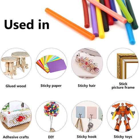 Gartful 120PCS Colored Mini Hot Glue Sticks - 0.28x3.9" Hot Melt Glue Sticks, Multipurpose for Art & Craft Project, Home Decoration, General Repair, Bonding, Sealing, 12 Colors in Kuwait