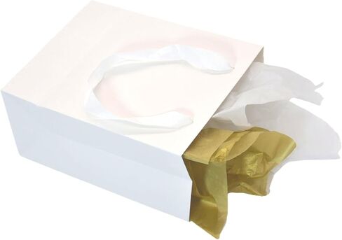 JUNESHE Gift Bags with Handles &Tissue Paper,4 Pack Small White Gift Bags,5"×3"×8" Gift Wrap for Wedding, Birthday, Shopping, Thanksgiving, Christmas in Saudi Arabia