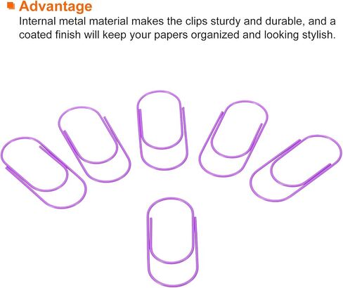 MECCANIXITY Wide Paper Clip Coated Large Clips Bookmarks with Box 2 Inch Purple for Organize Office Home, Pack of 30 in Saudi Arabia