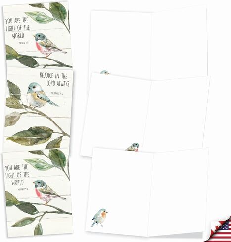 The Best Card Company - 20 Blank Notes with Envelopes - All Occasion Animal Assortment (10 Designs, 2 Each) - Scripture Birds AM7108OCB-B2x10-NB in Kuwait