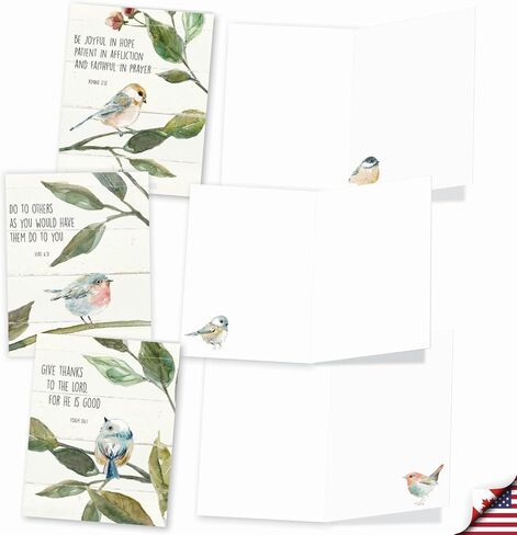 The Best Card Company - 20 Blank Notes with Envelopes - All Occasion Animal Assortment (10 Designs, 2 Each) - Scripture Birds AM7108OCB-B2x10-NB in Kuwait