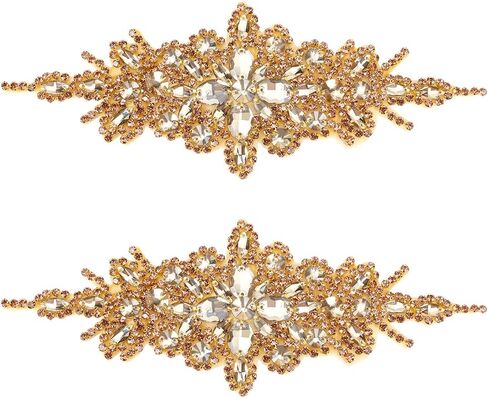 FINGERINSPIRE 2 Pcs Flower Rhinestone Applique Belt 3.5x9.4Inch Red Rhombus Diamond Sewing Appliques with Silver Edge Iron on/Sew Rhinestone Patch for Bridal Dress Bridal Sash Wedding Headband Belt in Saudi Arabia