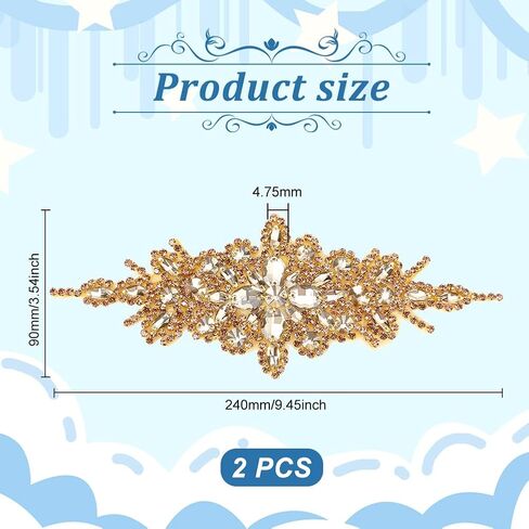 FINGERINSPIRE 2 Pcs Flower Rhinestone Applique Belt 3.5x9.4Inch Red Rhombus Diamond Sewing Appliques with Silver Edge Iron on/Sew Rhinestone Patch for Bridal Dress Bridal Sash Wedding Headband Belt in Saudi Arabia