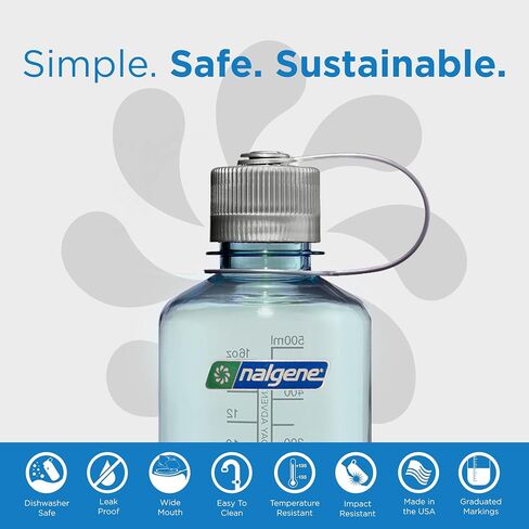 زجاجة مياه Nalgene Sustain Tritan خالية من مادة BPA مصنوعة من مواد مشتقة من 50% من النفايات البلاستيكية، 16 أونصة، فم ضيق in Saudi Arabia