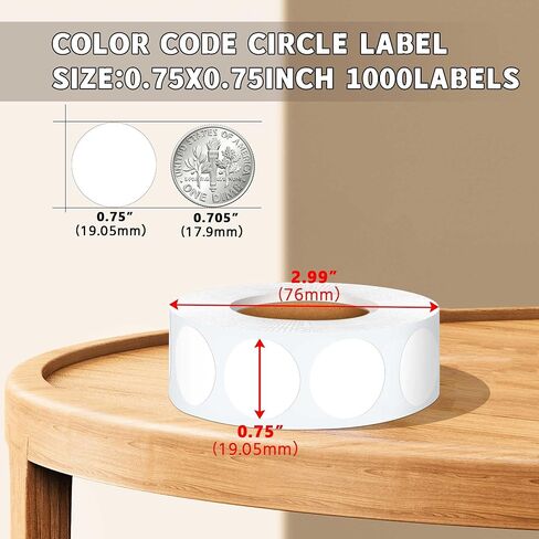 0.75 Inch Multi - Purpose Removable Labels,1000 PCS 3/4" White Stickers for Classroom, Papers, Market, Price Tags, and Library Book Labels. Non - Printable Round Colored Labels in Saudi Arabia