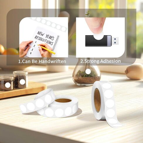 0.75 Inch Multi - Purpose Removable Labels,1000 PCS 3/4" White Stickers for Classroom, Papers, Market, Price Tags, and Library Book Labels. Non - Printable Round Colored Labels in Saudi Arabia