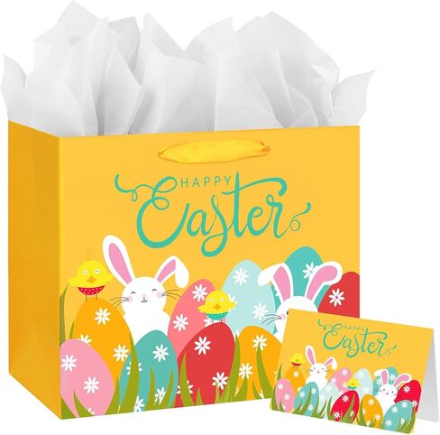 DaiUni 13" Large Easter Gift Bag for Kids with Tissue Paper and Handles in Saudi Arabia