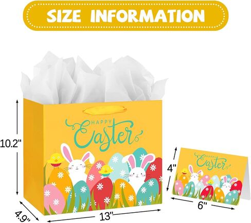 DaiUni 13" Large Easter Gift Bag for Kids with Tissue Paper and Handles in Saudi Arabia