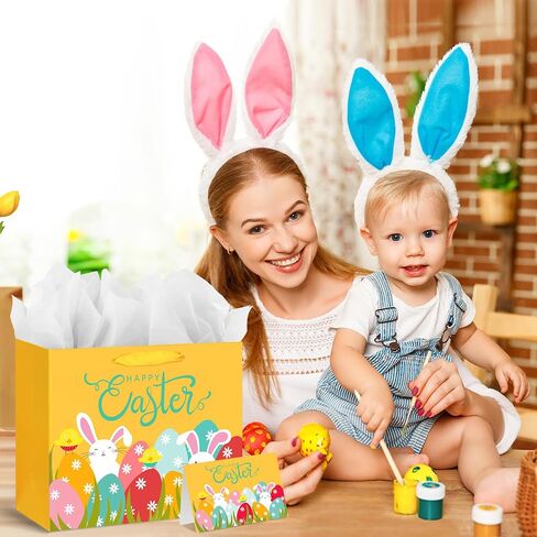 DaiUni 13" Large Easter Gift Bag for Kids with Tissue Paper and Handles in Saudi Arabia