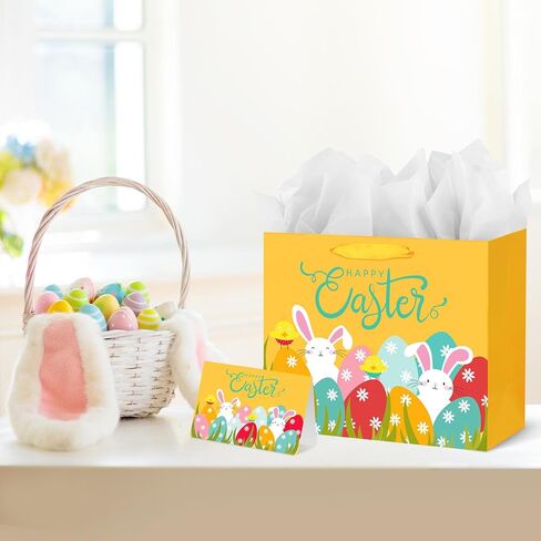 DaiUni 13" Large Easter Gift Bag for Kids with Tissue Paper and Handles in Saudi Arabia
