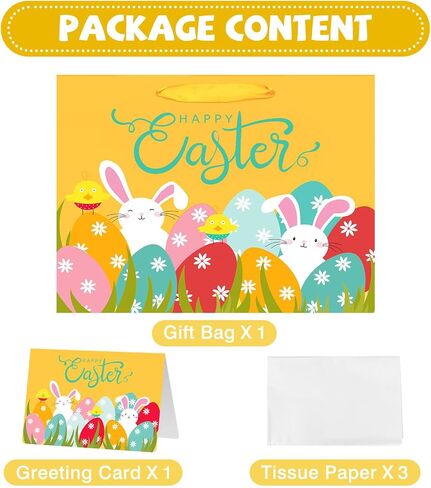 DaiUni 13" Large Easter Gift Bag for Kids with Tissue Paper and Handles in Saudi Arabia