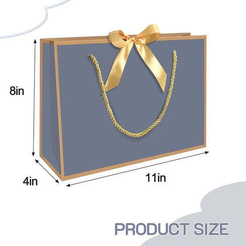 5 | 12 | 25 | 50 Pack Gift Bag with Bow Ribbon Horizontal Paper Gift Bags Bulk for Women Men,with Handles for Birthday Wedding Bridesmaid Party Favor Shopping Retail Gift Sacks (White, 11x4x8 Inch (Pack of 5)) in Kuwait
