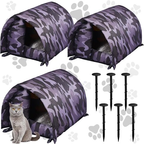 3 Pcs Cat Houses for Outdoor Cats Winter Weatherproof Insulated Stray Feral Cat Dog House Outdoor Pet Shelter Waterproof Warm Pet Cave Wild Animal in Kuwait