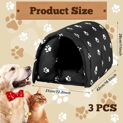 3 Pcs Cat Houses for Outdoor Cats Winter Weatherproof Insulated Stray Feral Cat Dog House Outdoor Pet Shelter Waterproof Warm Pet Cave Wild Animal in Kuwait