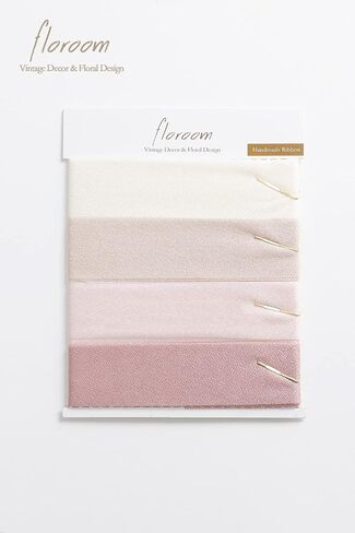 Floroom Chiffon Ribbon Shiny Ribbon Ombre Colors مخطط لدعوات الزفاف ، باقات الزفاف ، غلاف الهدايا ، الزخارف ، الحرف اليدوية (كريم +عارية +أحمر الخدود +دبوس الوردة) in Kuwait