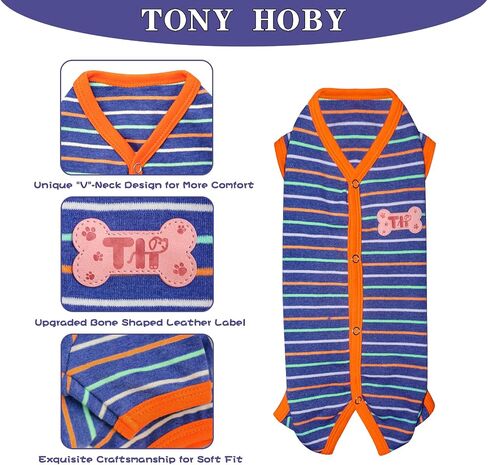 TONY HOBY Dog Pajamas, Male Dog Warm Pajamas with Thermal, Dog Jumpsuit Pajamas for Small Medium Dog (Navy Blue, Boy, L) in Saudi Arabia