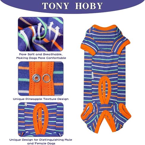 TONY HOBY Dog Pajamas, Male Dog Warm Pajamas with Thermal, Dog Jumpsuit Pajamas for Small Medium Dog (Navy Blue, Boy, L) in Saudi Arabia