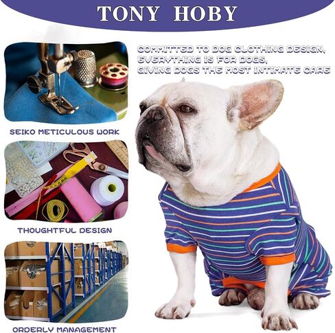 TONY HOBY Dog Pajamas, Male Dog Warm Pajamas with Thermal, Dog Jumpsuit Pajamas for Small Medium Dog (Navy Blue, Boy, L) in Saudi Arabia