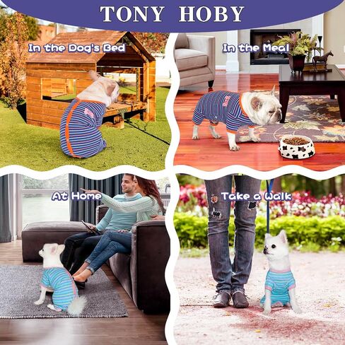 TONY HOBY Dog Pajamas, Male Dog Warm Pajamas with Thermal, Dog Jumpsuit Pajamas for Small Medium Dog (Navy Blue, Boy, L) in Saudi Arabia