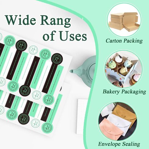 500pcs ملصقات ختم الخبز المصنوعة يدويًا ، ملصقات مخبوزات سوداء للرسوم ذاتية ، ملصقات ختم البسكويت الطويلة. in Kuwait