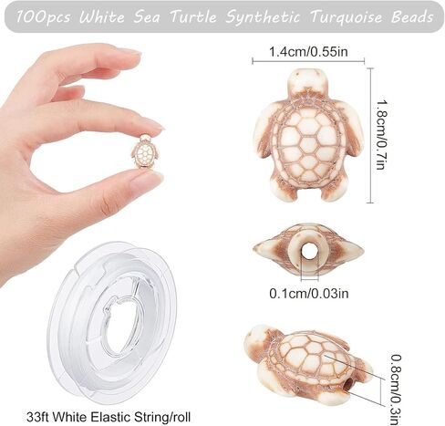 100pcs حبات السلحفاة الاصطناعية الاصطناعية البيضاء 14x18mm ثقب كبير العوامل السحر الفضاء حبات الأحجار الكريمة فضفاضة لصنع المجوهرات in Saudi Arabia
