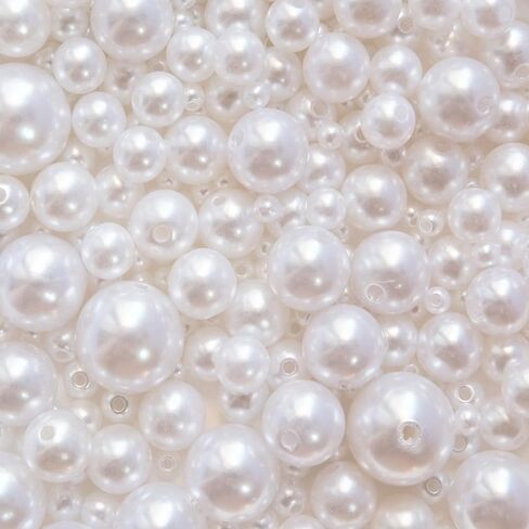 2100PCS Flatback Pearls for Crafting, White Assorted Sizes 4/6/8/10/12/14/16mm Faux Half Round Pearls Beads for Crafts, Nail Face Art, Tumbler, Mugs, Clothes, Shoes, Crocs, Decorations DIY Projects in Saudi Arabia