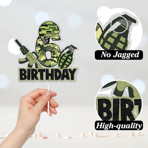7 Pcs Army Cake Topper Set Kids Military Themed 6th Birthday Happy Navy, Air Force, Military Theme Party, Boys and Girls Birthday Party, Shooting Party Decorations Supplies. LIANGSS in Saudi Arabia