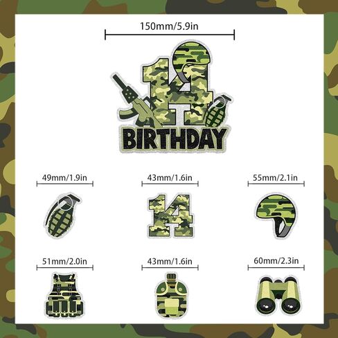 7 Pcs Army Cake Topper Set Kids Military Themed 6th Birthday Happy Navy, Air Force, Military Theme Party, Boys and Girls Birthday Party, Shooting Party Decorations Supplies. LIANGSS in Kuwait