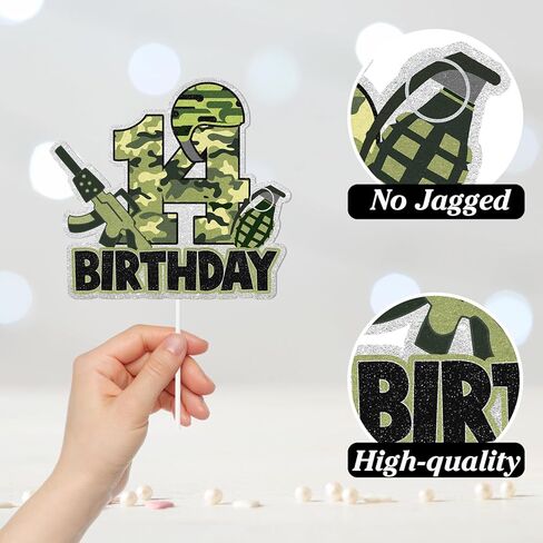 7 Pcs Army Cake Topper Set Kids Military Themed 6th Birthday Happy Navy, Air Force, Military Theme Party, Boys and Girls Birthday Party, Shooting Party Decorations Supplies. LIANGSS in Kuwait
