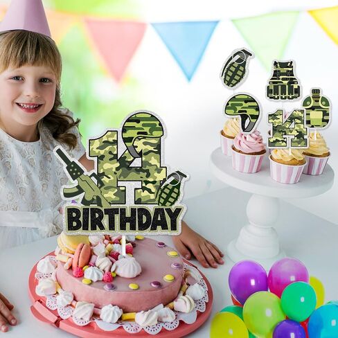 7 Pcs Army Cake Topper Set Kids Military Themed 6th Birthday Happy Navy, Air Force, Military Theme Party, Boys and Girls Birthday Party, Shooting Party Decorations Supplies. LIANGSS in Kuwait