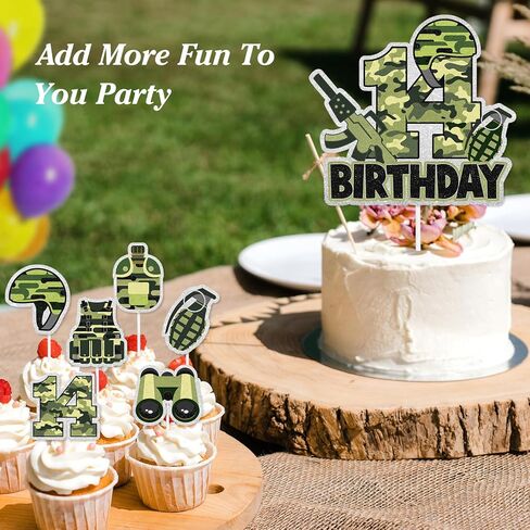 7 Pcs Army Cake Topper Set Kids Military Themed 6th Birthday Happy Navy, Air Force, Military Theme Party, Boys and Girls Birthday Party, Shooting Party Decorations Supplies. LIANGSS in Kuwait