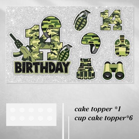 7 Pcs Army Cake Topper Set Kids Military Themed 6th Birthday Happy Navy, Air Force, Military Theme Party, Boys and Girls Birthday Party, Shooting Party Decorations Supplies. LIANGSS in Kuwait