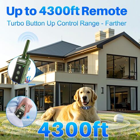 Dog Shock Collar - 4300FT Dog Training Collar with Remote,Shock-Lock,Light for Night Walks, Innovative IPX7 Waterproof with 4 Training Modes, Rechargeable E-Collar for 8-150 LBS in Kuwait