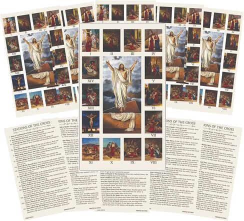 Needzo Stations of The Cross Large Holy Prayer Card, Lenten Season Prayers for Church, 4x7 Inches, Pack of 10 in Saudi Arabia