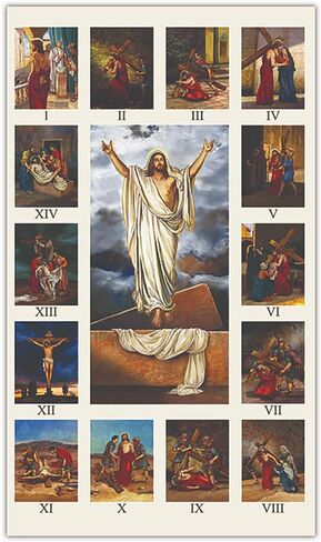 Needzo Stations of The Cross Large Holy Prayer Card, Lenten Season Prayers for Church, 4x7 Inches, Pack of 10 in Saudi Arabia