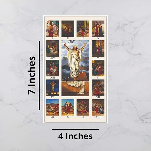 Needzo Stations of The Cross Large Holy Prayer Card, Lenten Season Prayers for Church, 4x7 Inches, Pack of 10 in Saudi Arabia
