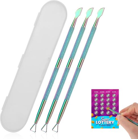 3PCS Lottery Ticket Scratcher Tool, Metal Lottery Scratcher, Scratch Off Tool, Lotto Scratcher Label Scraper for Lottery Ticket, Multi-Use Scraping Tool for Tickets Stickers Labels Films, Rainbow in Kuwait