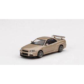 True Scale Miniatures Model Car Compatible with Nissan Skyline GT-R R34 M Spec Silica Breath Bronze Limited Edition 1/64 Diecast Model Car MGT00348