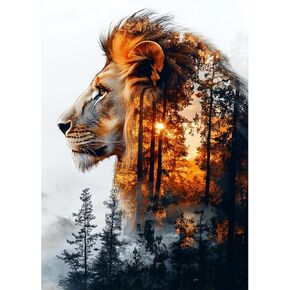 Lxmsja Forest Tiger Diamond Art Kits for Adults, Landscape DIY Full Drill Diamond Painting Kits for Beginners, 5D Gem Art Crafts for Adults, Home Wall Decor 12x16 inch
