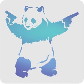 FINGERINSPIRE Panda Drawing Painting Stencils Templates 11.8x11.8 inch Plastic Stencils Decoration Square Reusable Stencils for Painting on Wood, Floor, Wall and Fabric