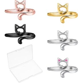 5 PCS Crochet Ring Rings Rings for Crocheting Cat Crochet Rings Rings Crochet Rings for Finger Yarn Ring for Crochet Knitting Crochet Expensities with Box for Women